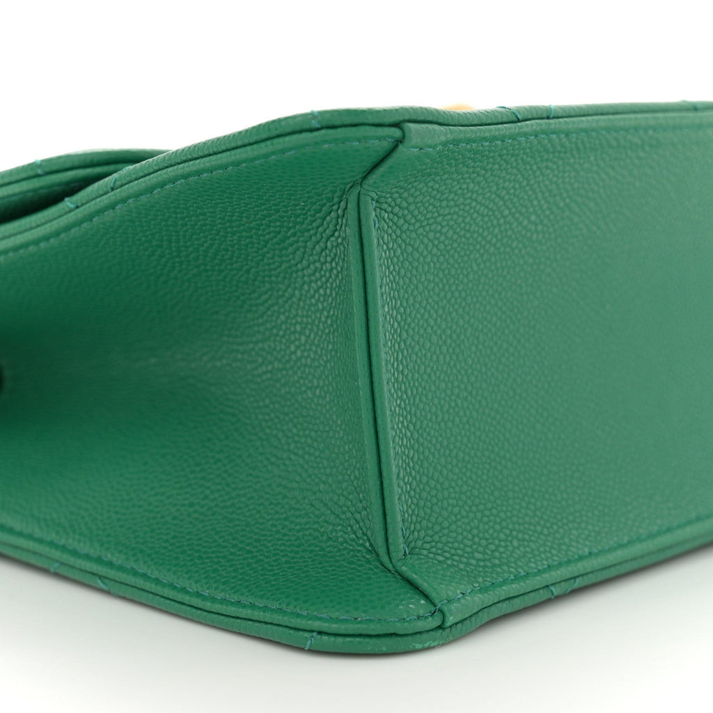 Caviar Quilted Mini CC Flap Green