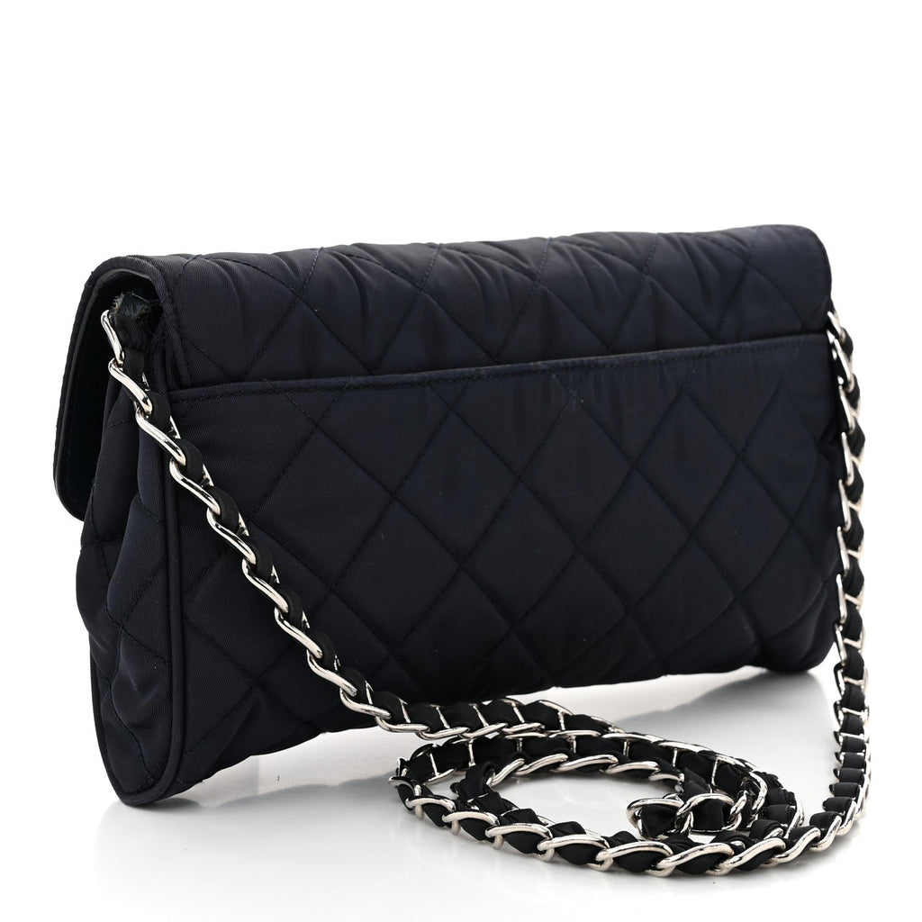 Nylon Tessuto Impuntu Quilted Flap Crossbody Baltico