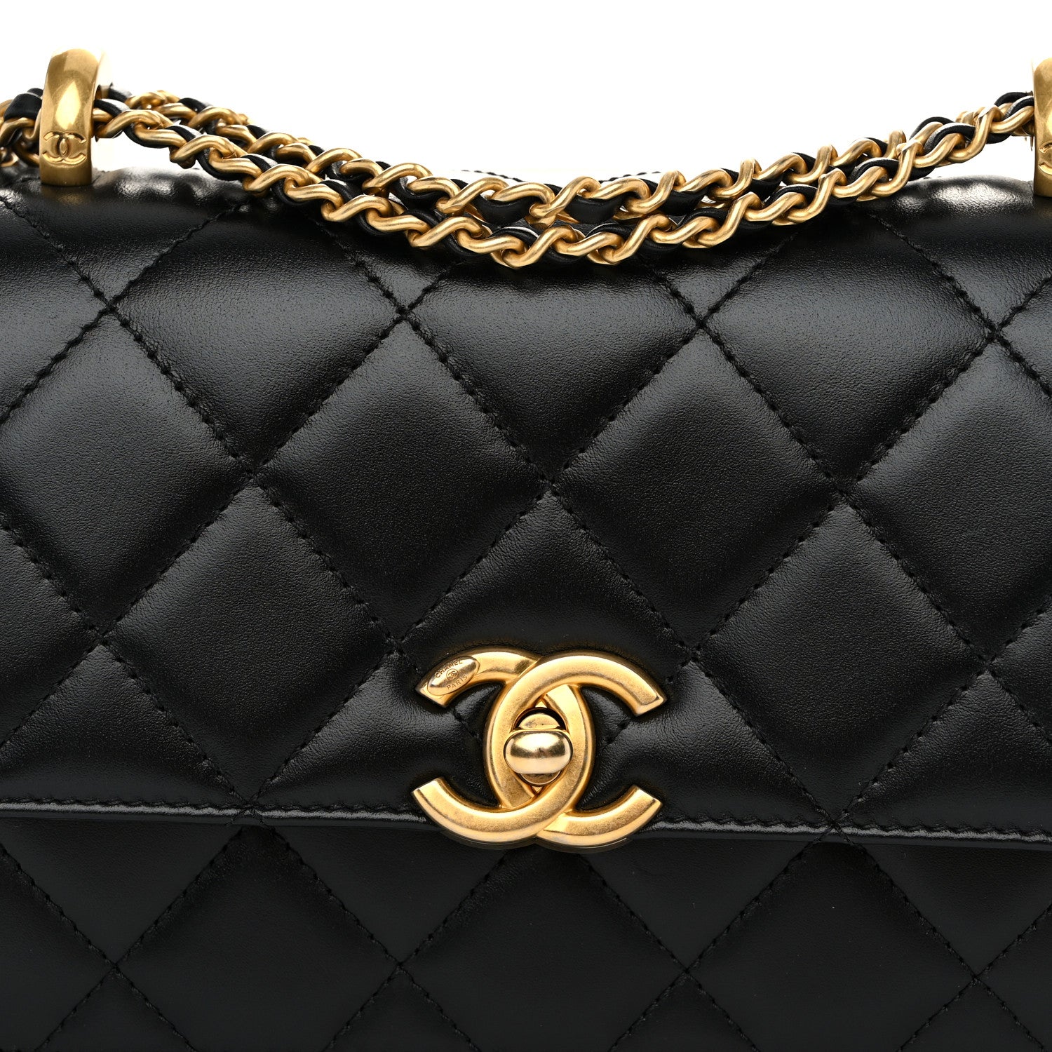 Calfskin Quilted Mini Perfect Fit Flap Black