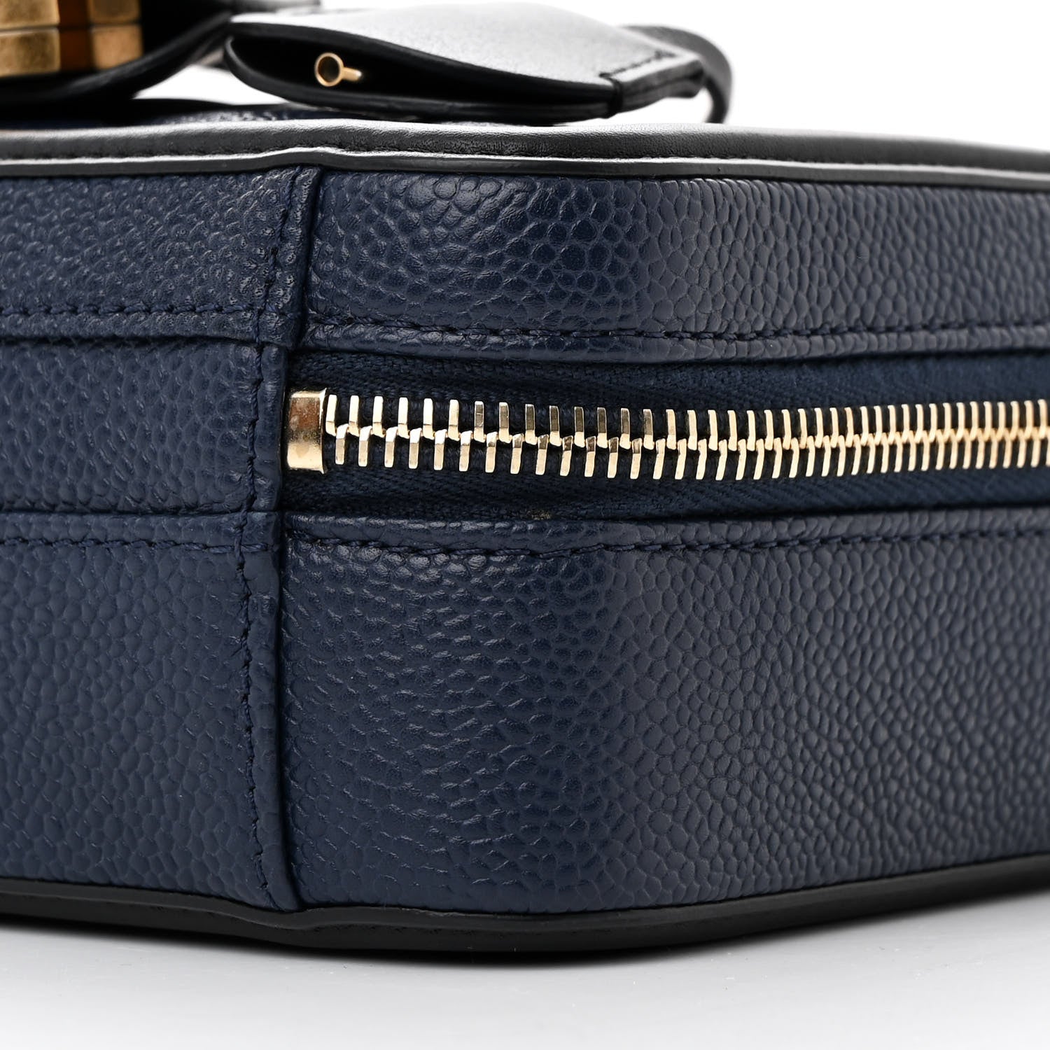 Caviar Quilted Small CC Filigree Vanity Case Navy Black