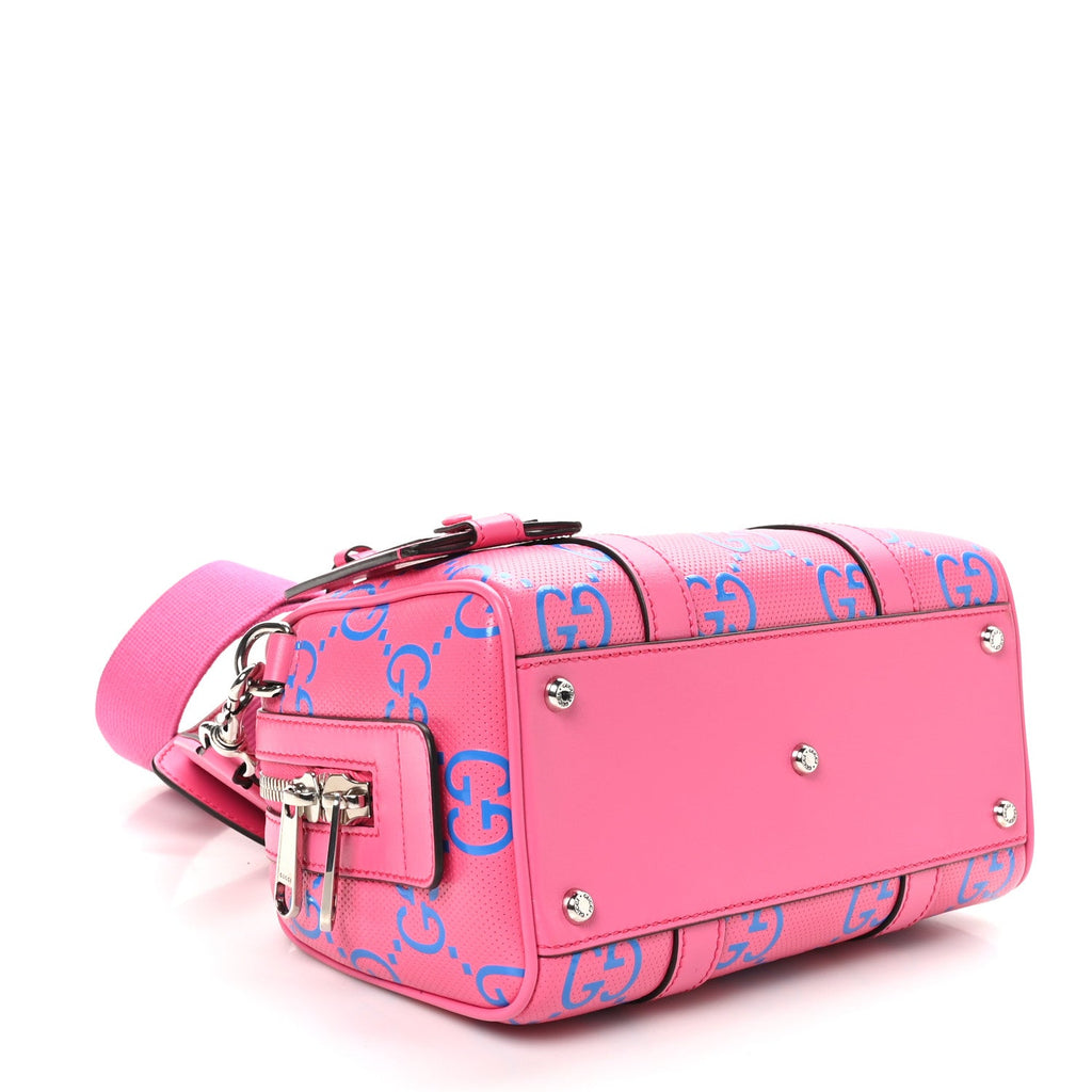 Calfskin GG Tennis Bi-Color Embossed Mini Duffle Bag Modern Fucsia Modern Blue