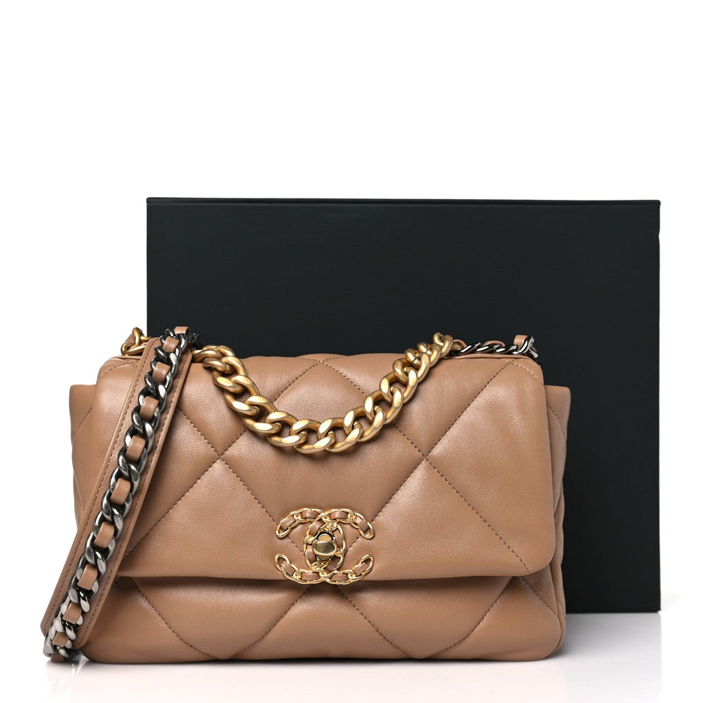 Lambskin Quilted Medium Chanel 19 Flap Brown