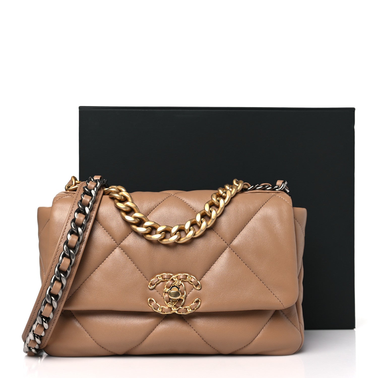 Lambskin Quilted Medium Chanel 19 Flap Brown