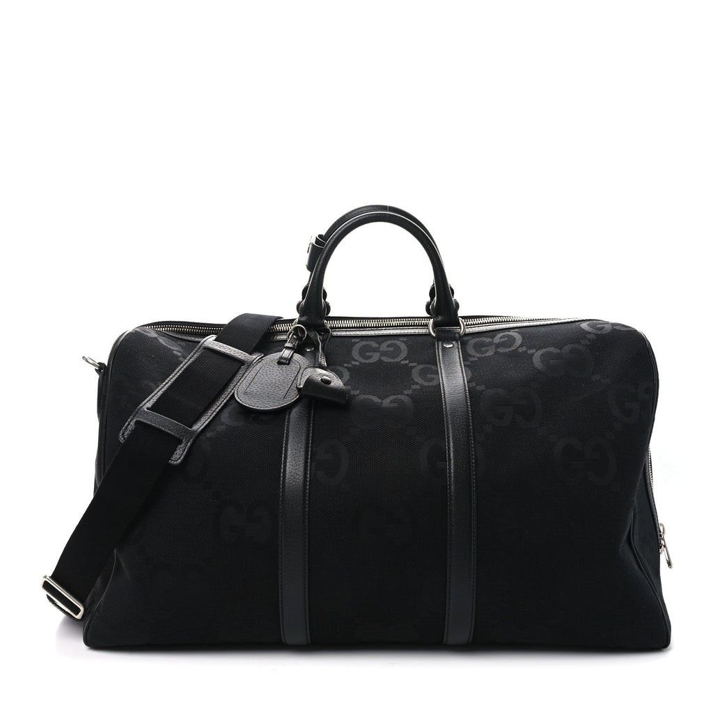 Monogram Jumbo GG Textured Dollar Calfskin Large Duffle Bag Black