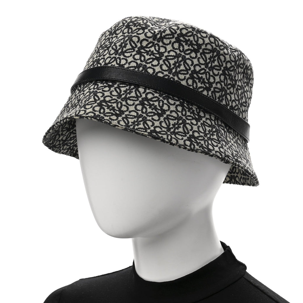 Jacquard Allover Anagram Bucket Hat 59 Ecru Blue