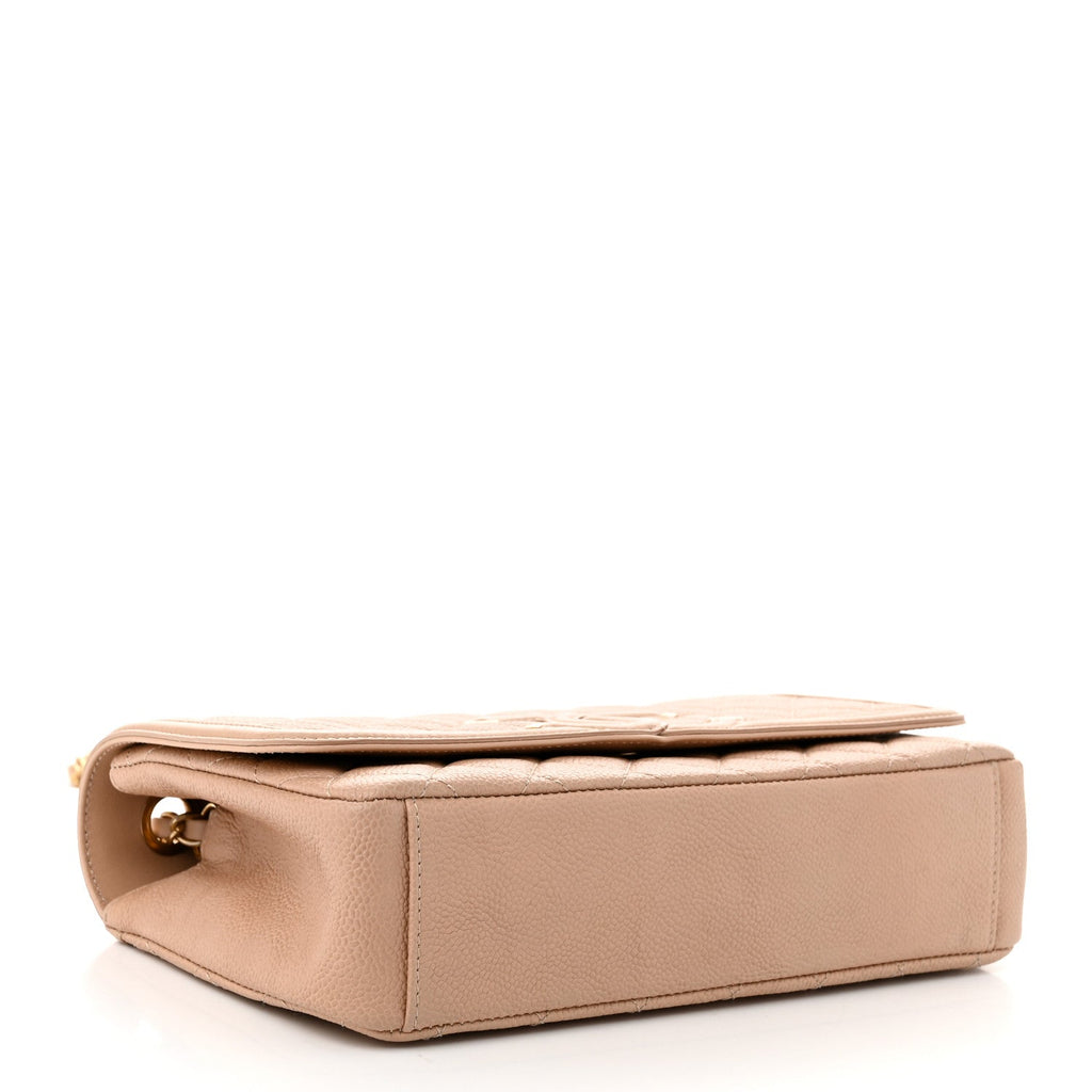 Caviar Quilted Medium CC Filigree Flap Beige
