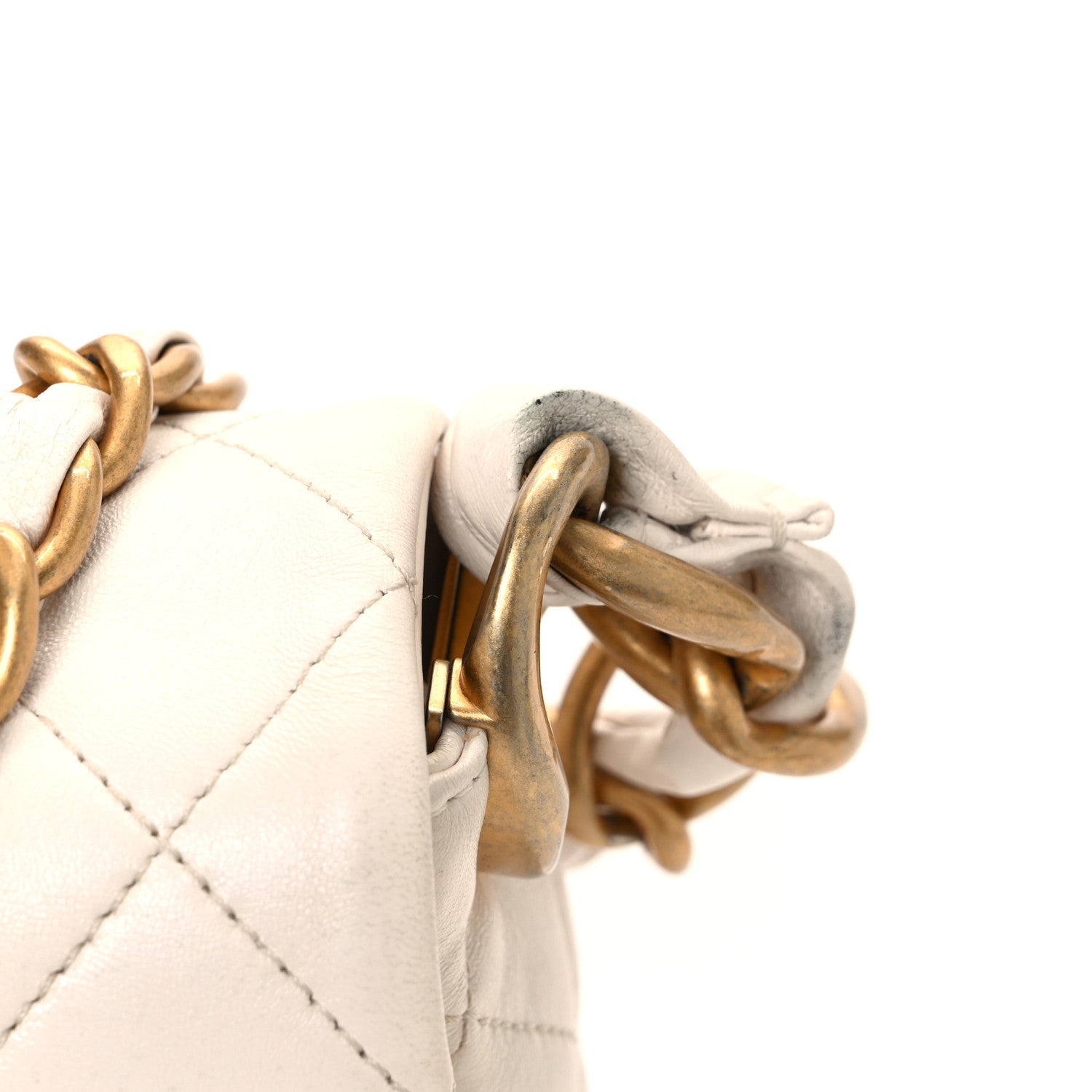 Lambskin Quilted CC Chain Flap Bag White