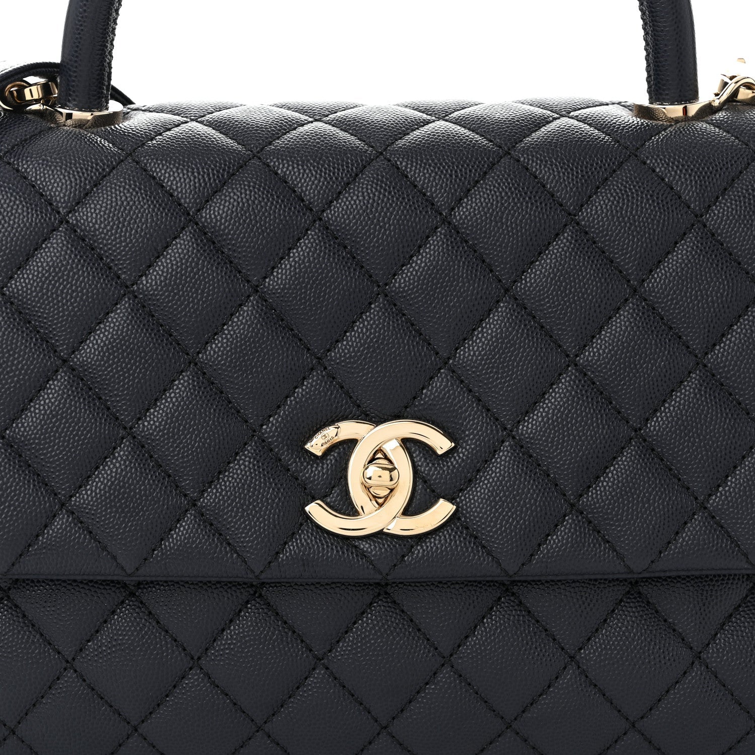 Caviar Quilted Small Coco Handle Flap Navy
