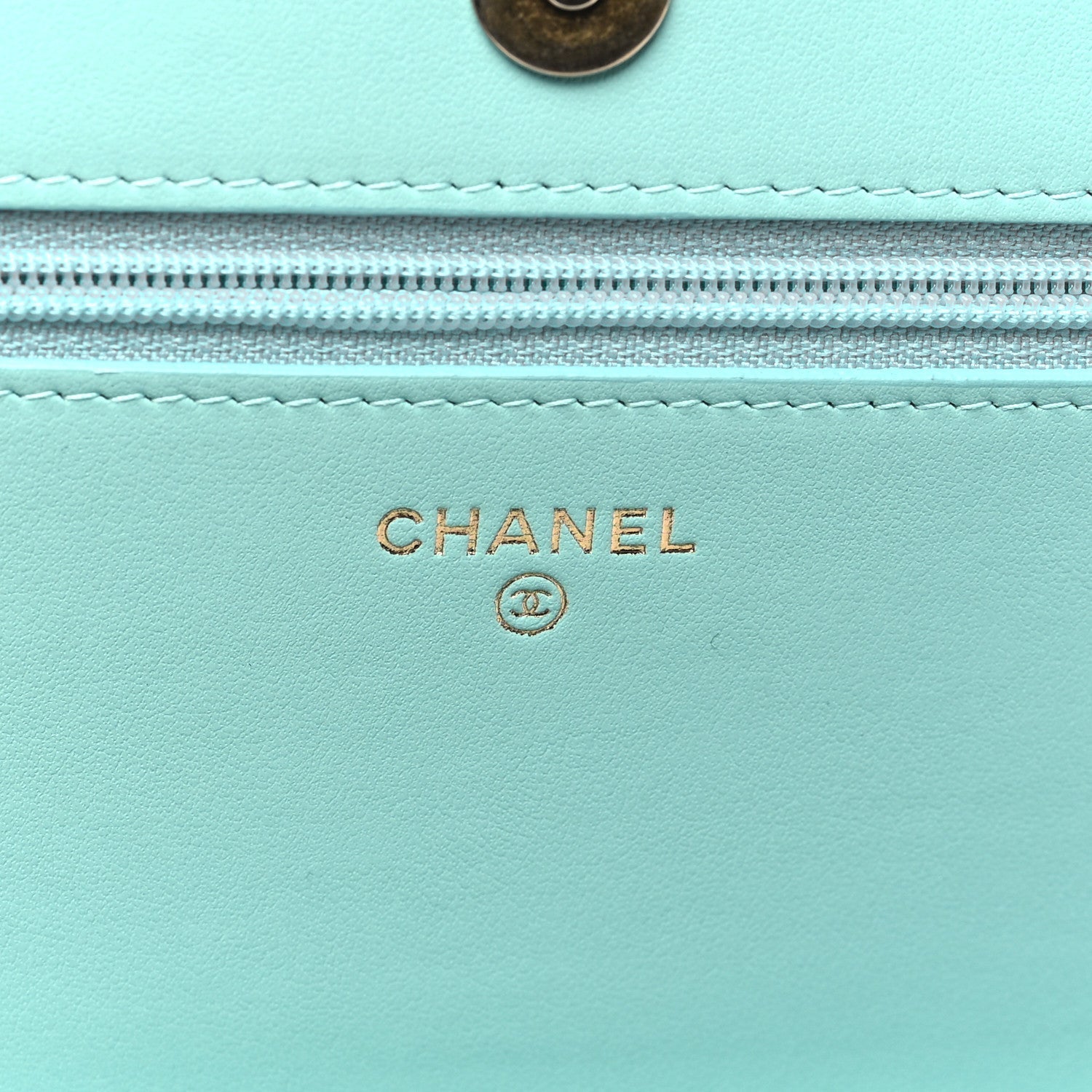 Caviar Quilted Boy Wallet On Chain WOC Light Blue