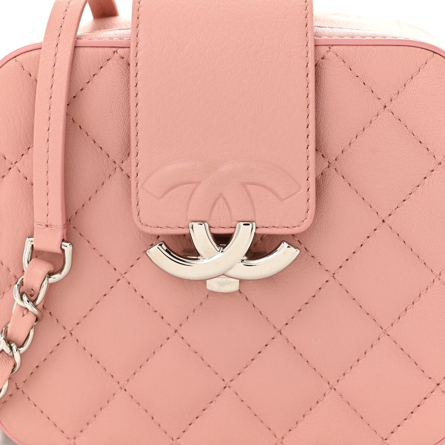 Lambskin Quilted Mini CC Box Camera Bag Pink