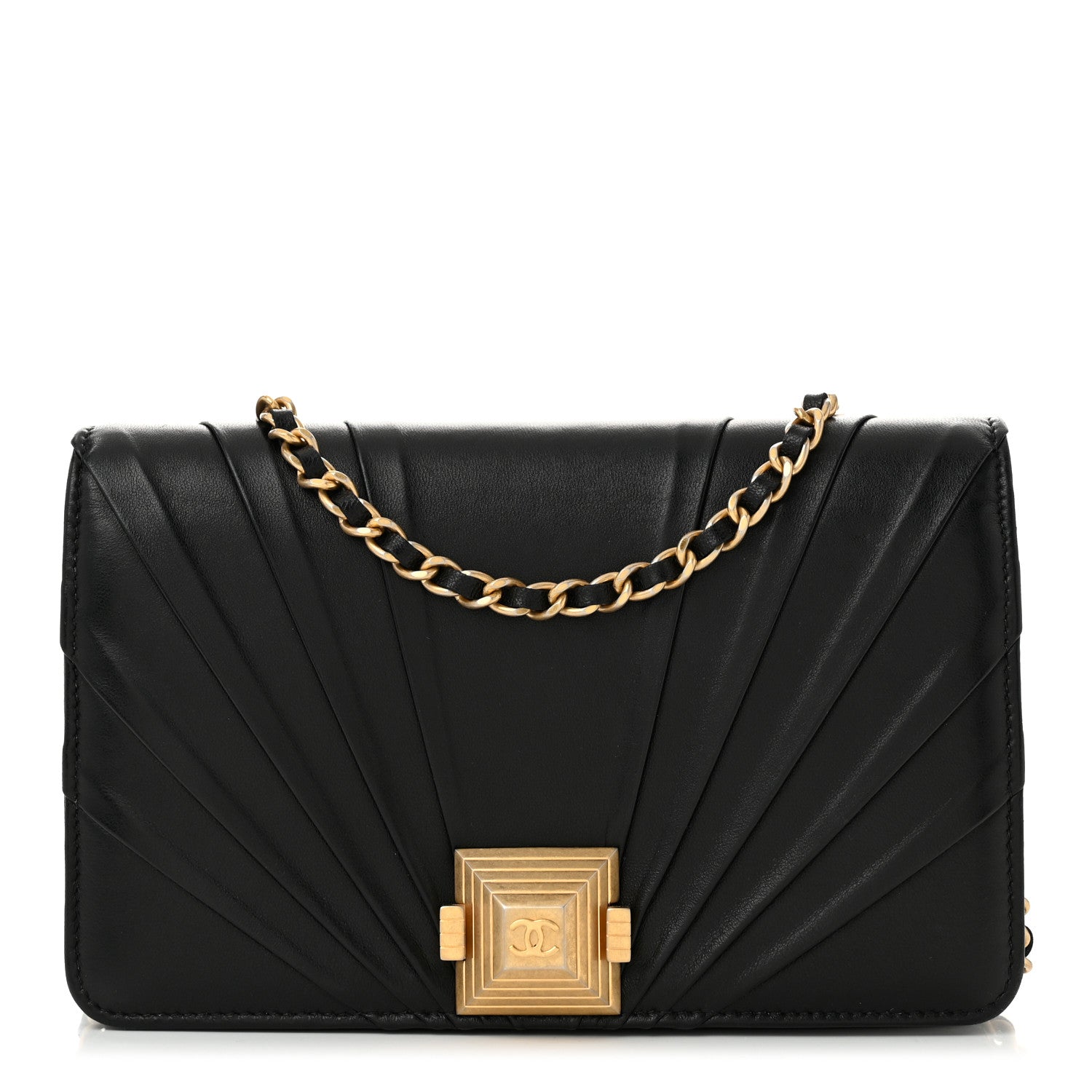 Lambskin Pyramid Wallet On Chain WOC Black