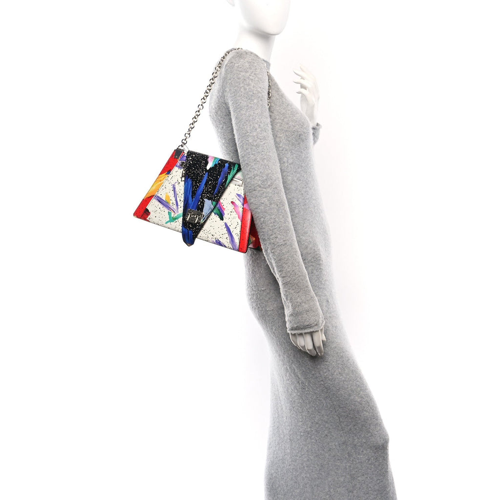 Calfskin Splash Print Trapeze Black White Red
