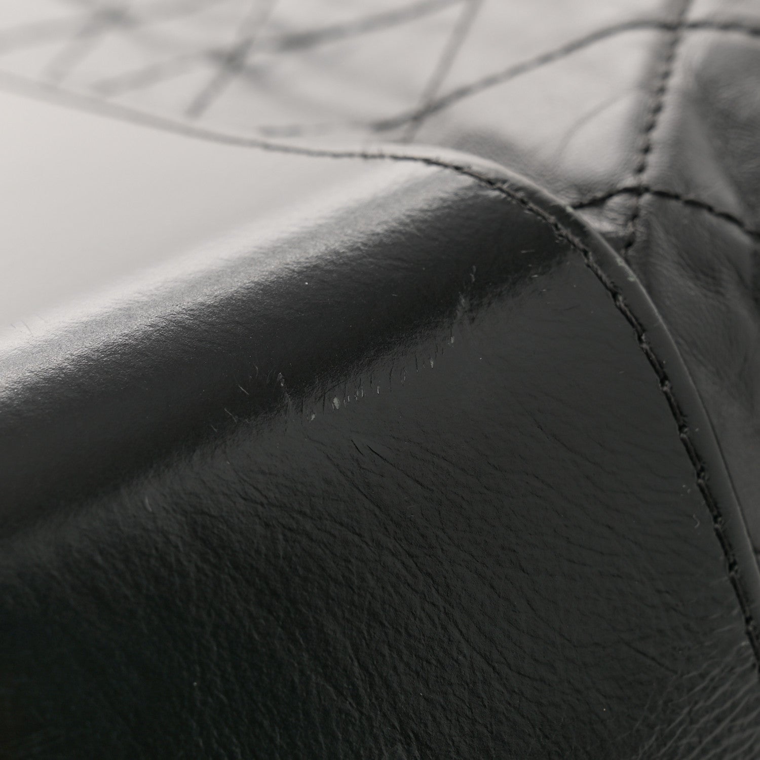 Aged Calfskin Quilted Large Gabrielle Shopping Tote Black