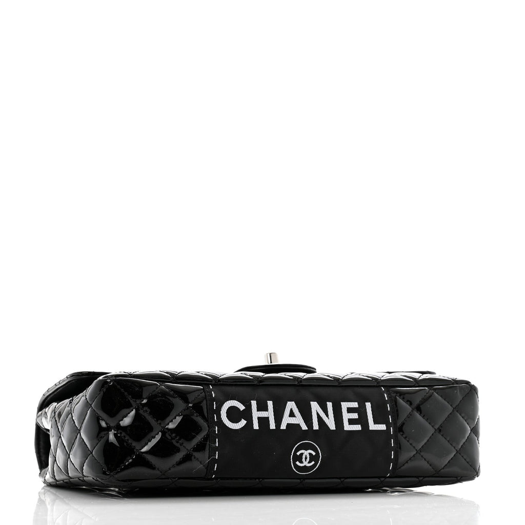 Patent Quilted Secret Label Medium Flap Black