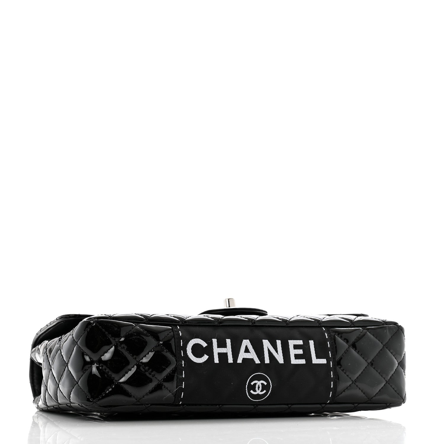 Patent Quilted Secret Label Medium Flap Black
