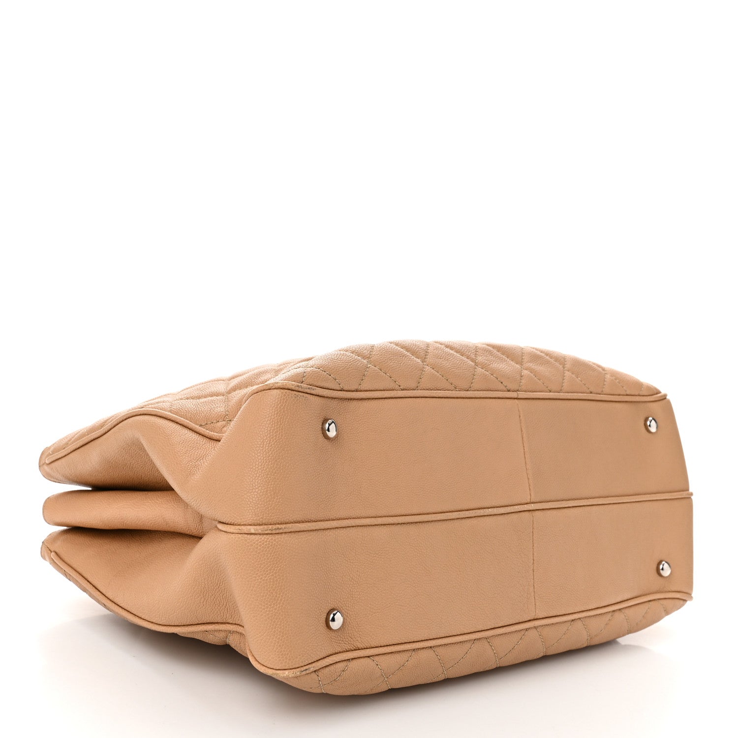 Caviar Quilted Large Urban Companion Top Handle Shopping Tote Beige