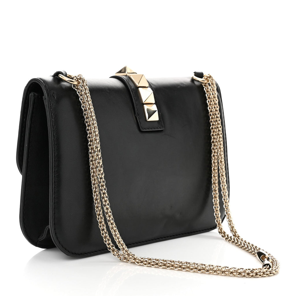 Vitello Medium Glam Lock Rockstud Flap Black