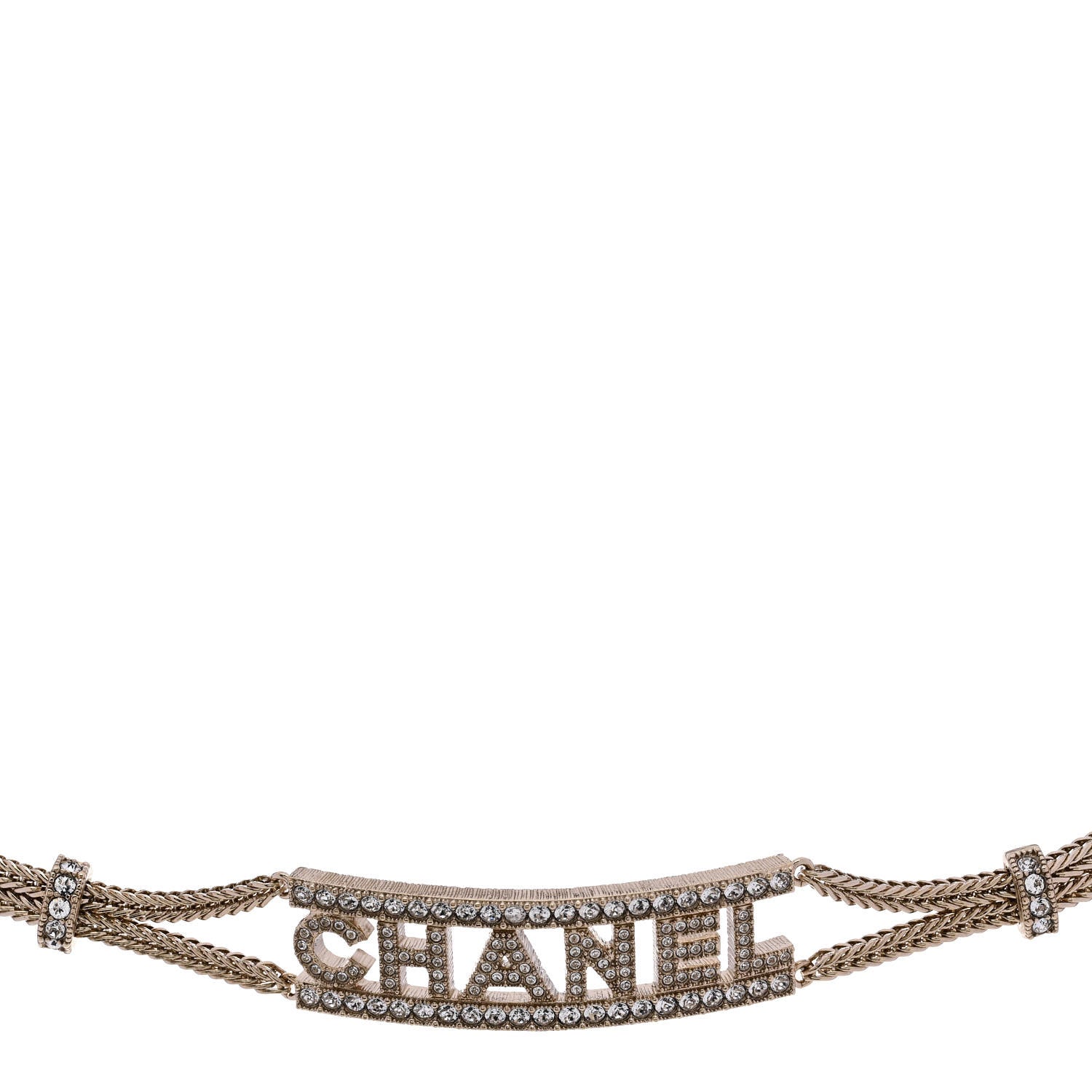 Metal Crystal Logo Choker Necklace Gold