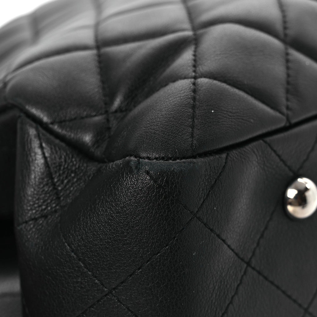 Calfskin Quilted Large CC Shopping Tote Black