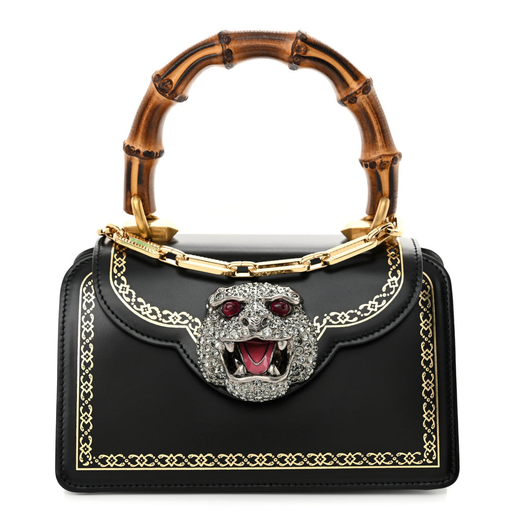 Calfskin Bamboo Mini Thiara Top Handle Bag Black