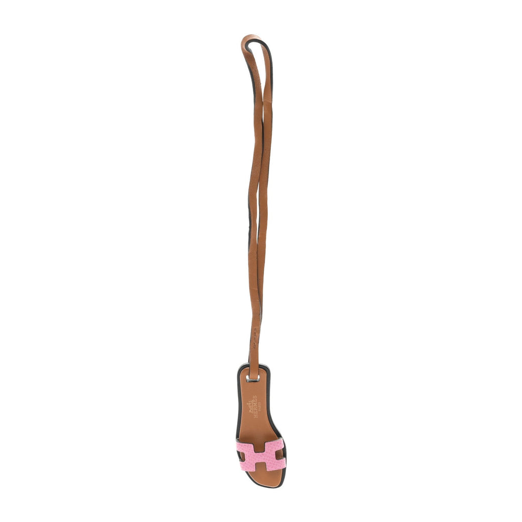 Epsom Butler Calfskin Hunter Oran Nano Bag Charm Rose Confetti Sable