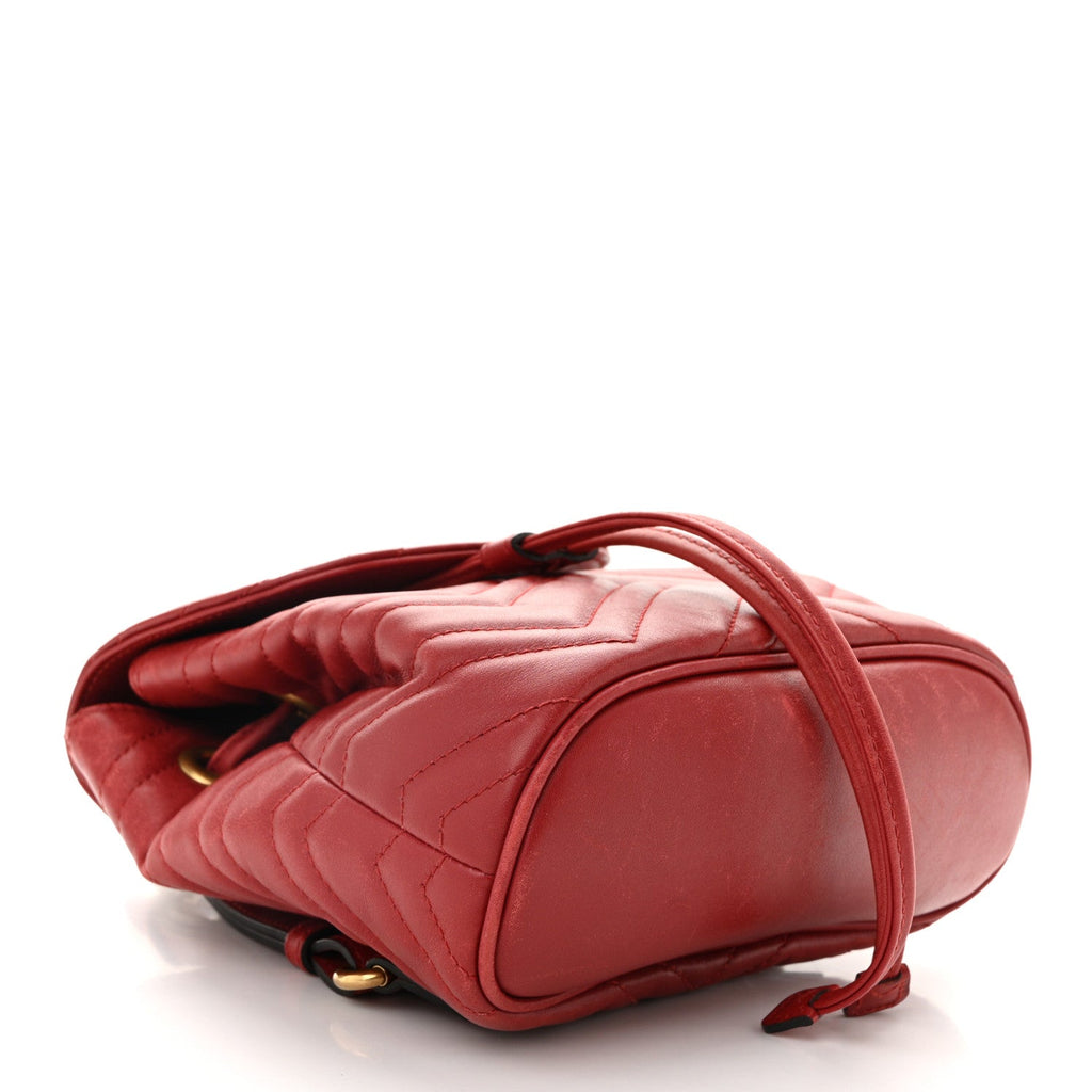 Calfskin Matelasse GG Marmont Flap Backpack Hibiscus Red