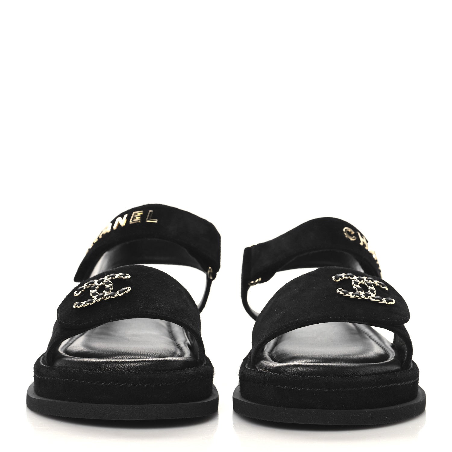 Suede Calfskin Dad Sandals 39 Black