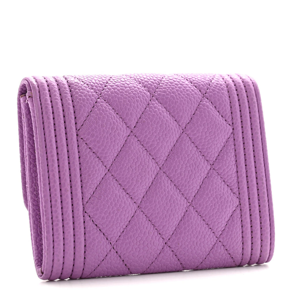 Caviar Quilted Boy Flap  Holder Purple