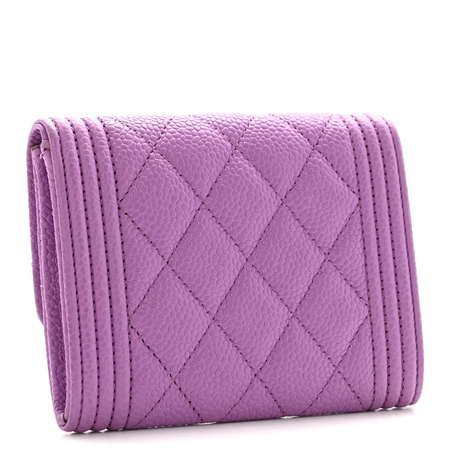 Caviar Quilted Boy Flap  Holder Purple