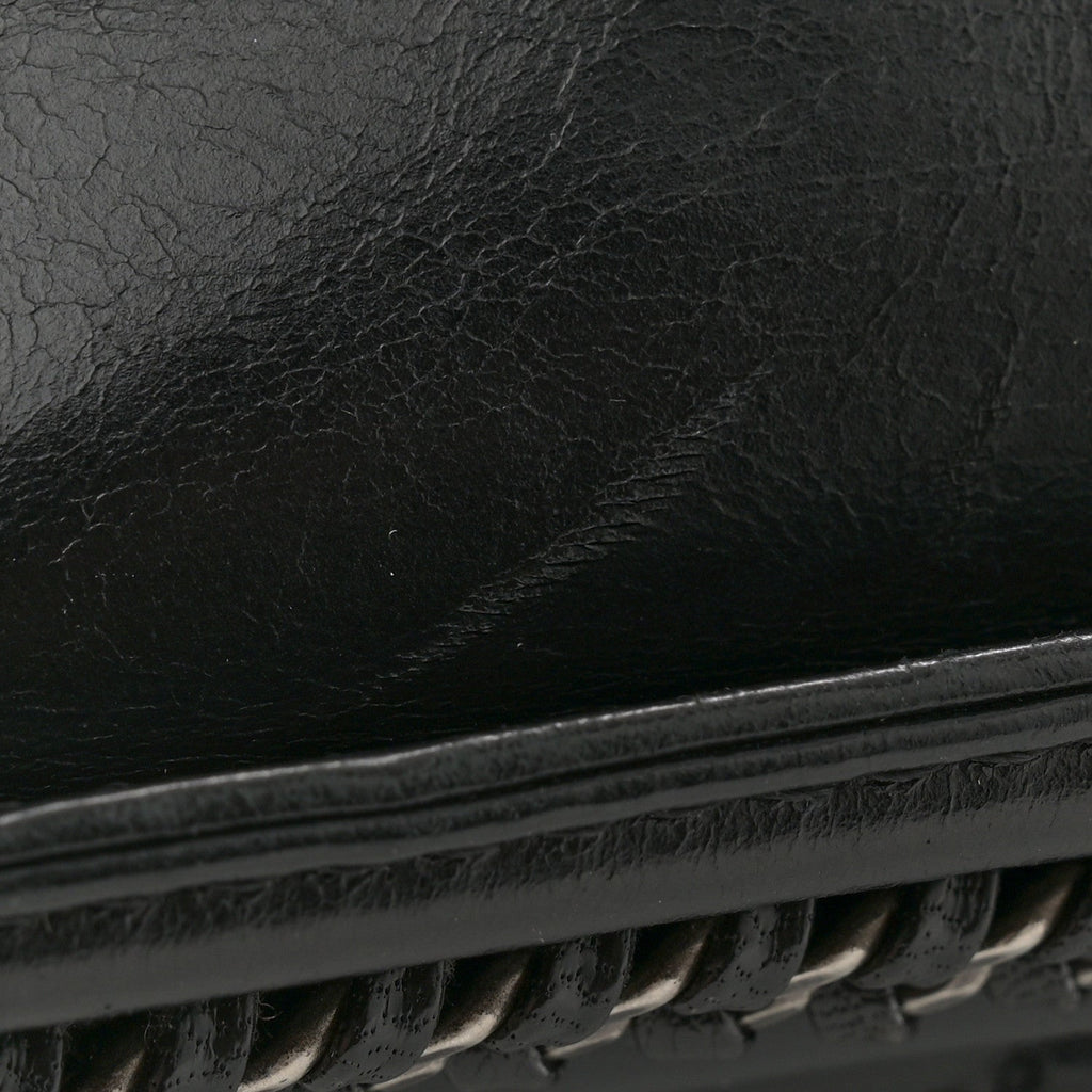 Goatskin Quilted Small Boy Top Handle Flap Black