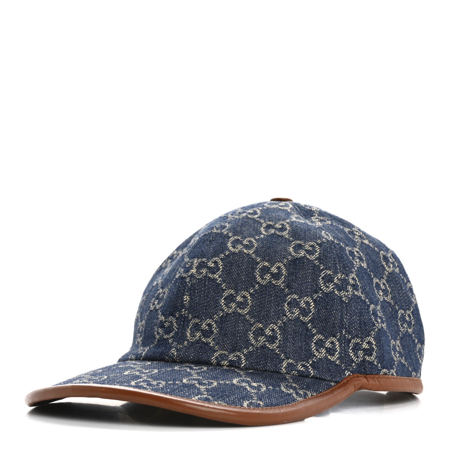 Washed Jacquard Denim Nappa GG Monogram Oscar Baseball Hat M Denim Cuir