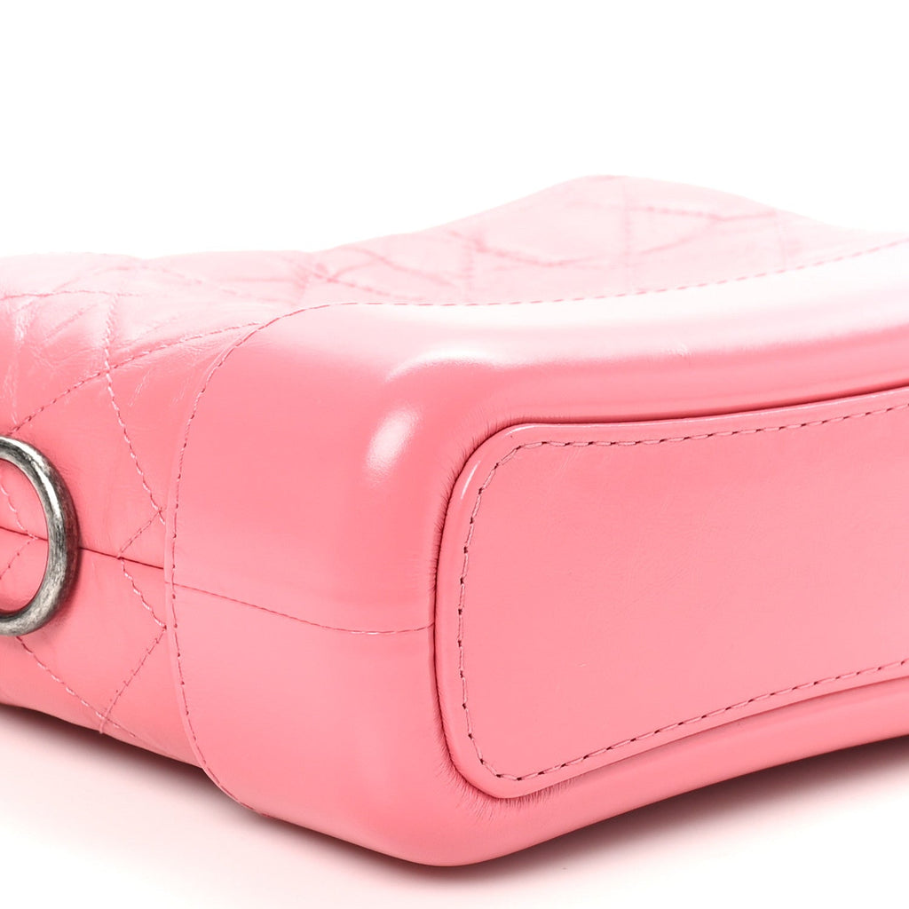 Aged Calfskin Quilted Small Gabrielle Hobo Rose