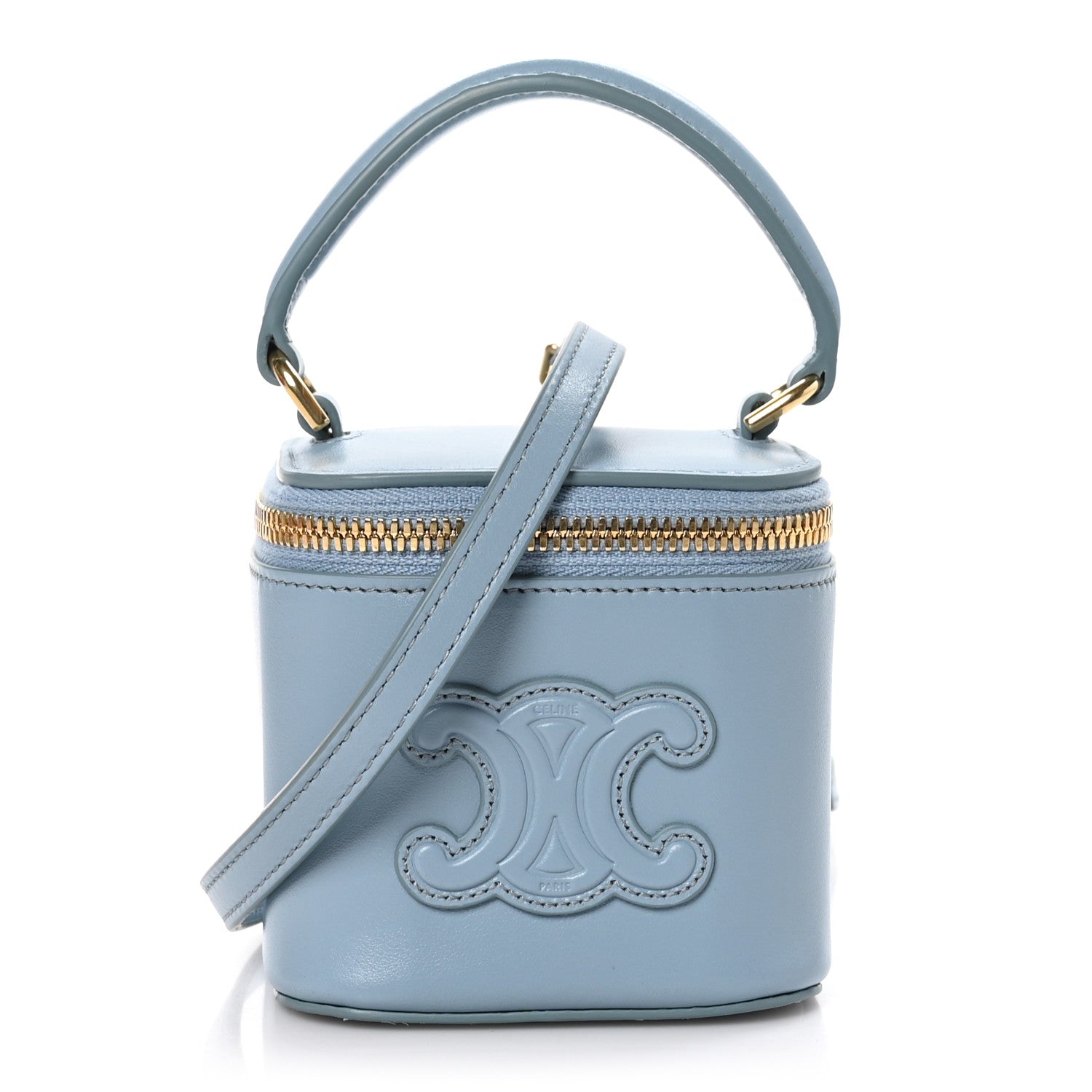 Smooth Calfskin Cuir Triomphe Mini Vanity Case California Blue