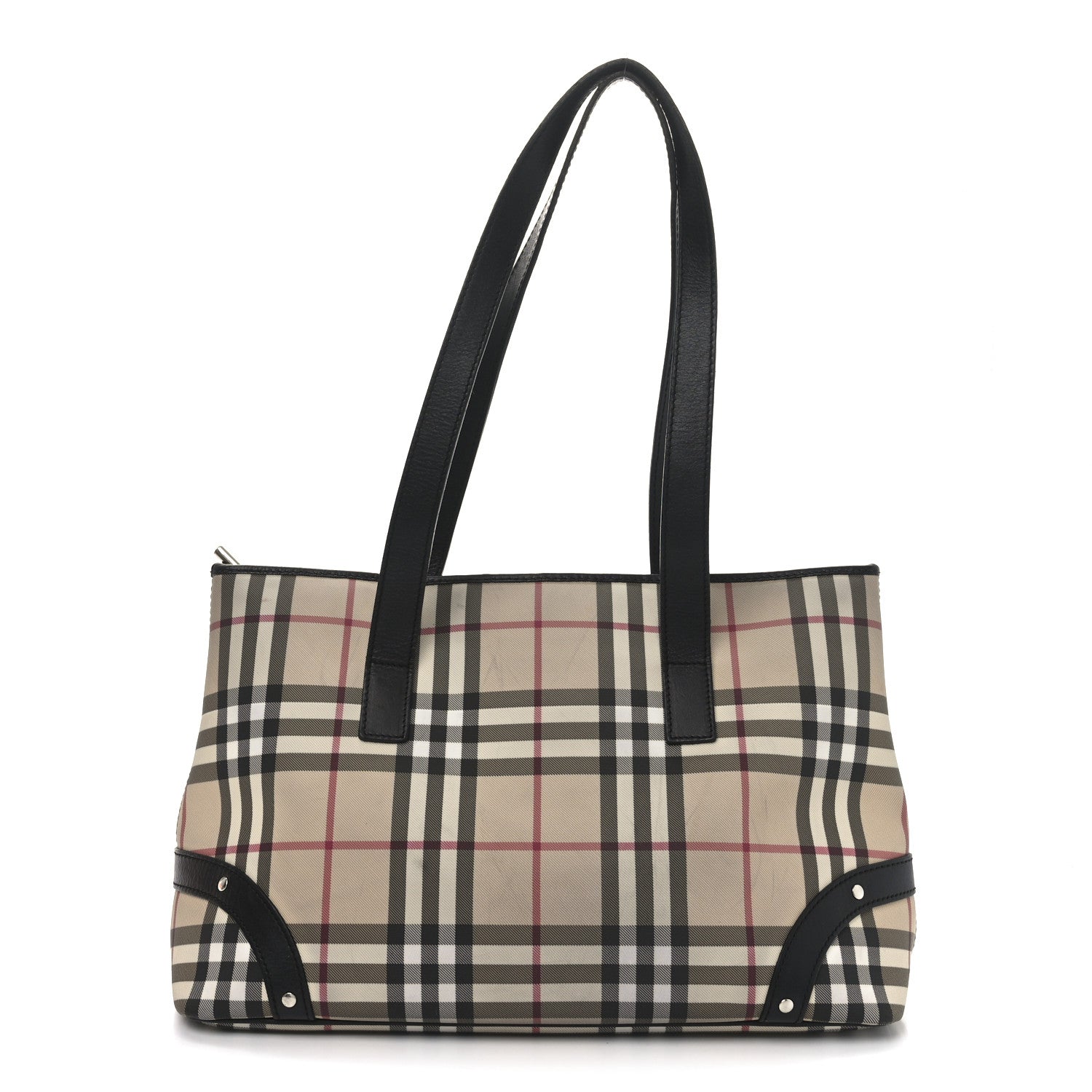 Vintage Check Studded Tote Black