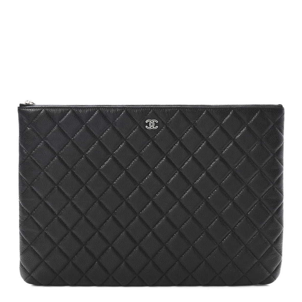 Caviar Quilted Large Cosmetic Case Black
