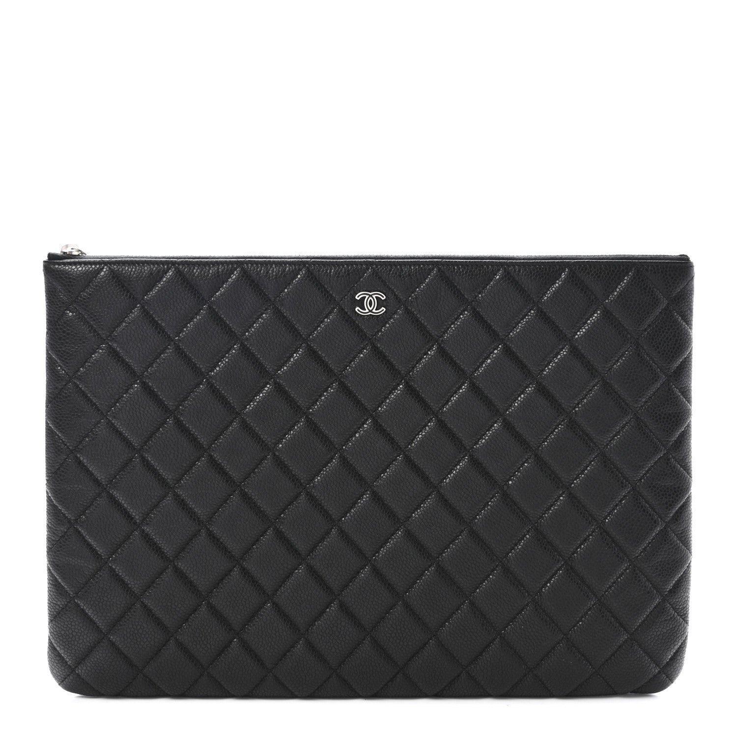 Caviar Quilted Large Cosmetic Case Black