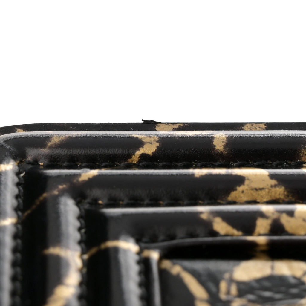 Calfskin Crocodile Embossed Graffiti Cocodile Medium Boy Flap Black Gold