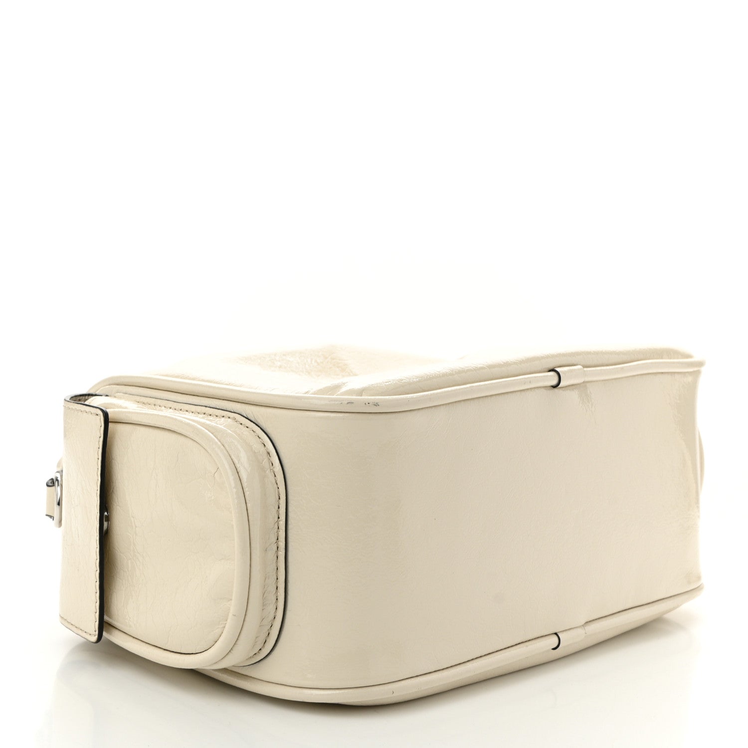 Patent Calfskin Soft Box 23 Shoulder Bag Ivory