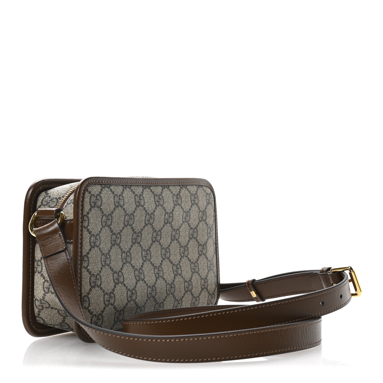 GG Supreme Monogram Azalea Calfskin Mini Retro Interlocking G Shoulder Bag Beige Ebony Brown Sugar