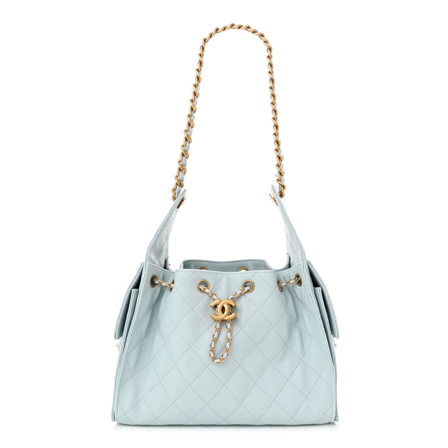 Caviar Quilted Small Chanel 25 Handbag Light Blue
