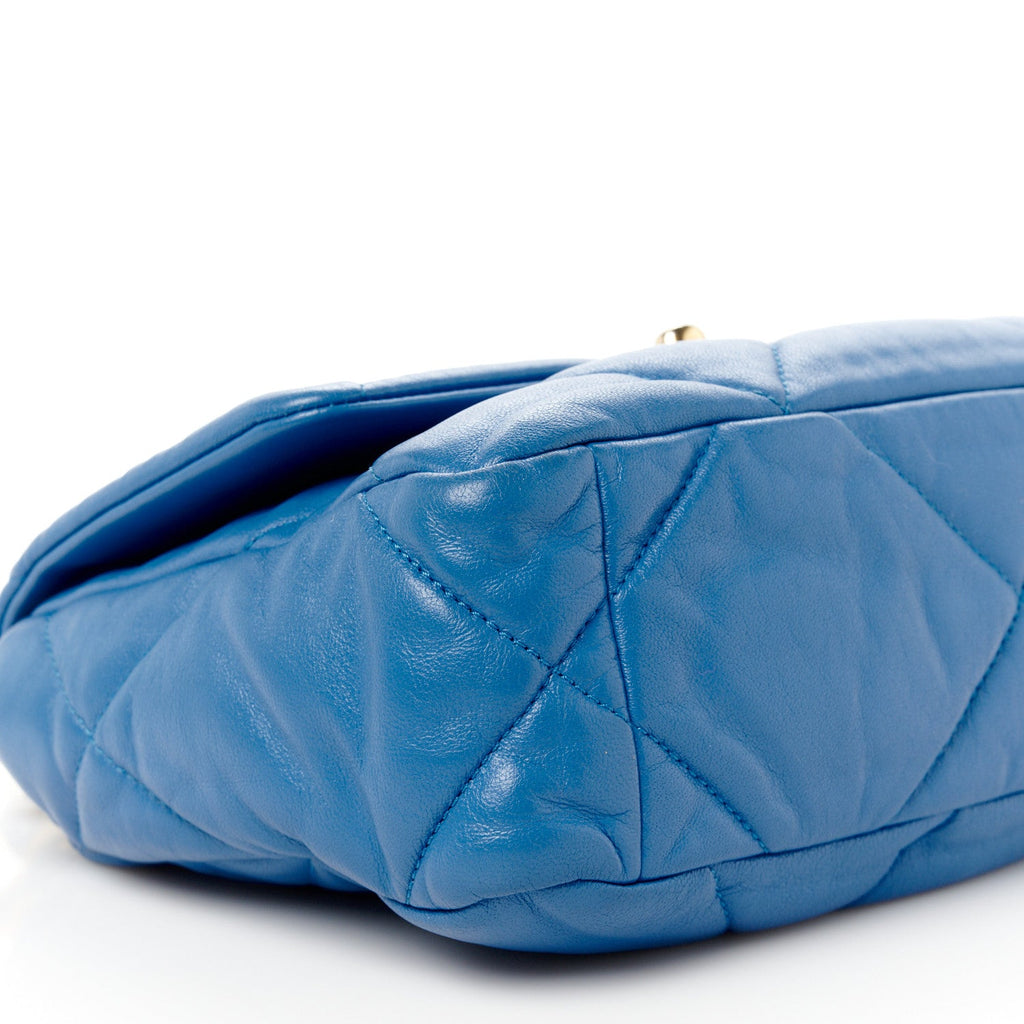 Lambskin Quilted Medium Chanel 19 Flap Blue