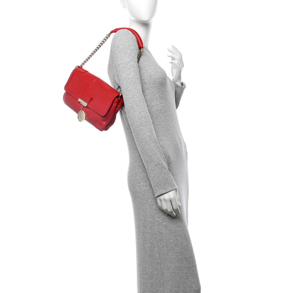 Calfskin Medusa Chain Clutch Red