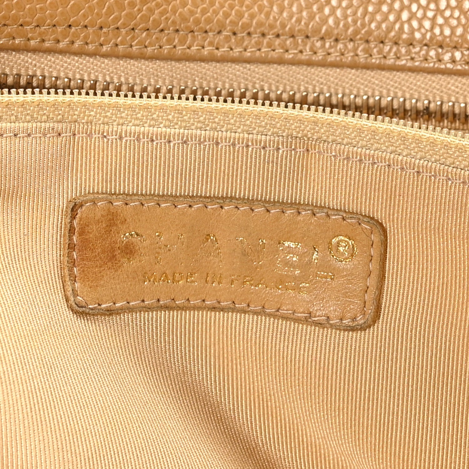 Caviar Quilted Timeless CC Shopping Tote Beige