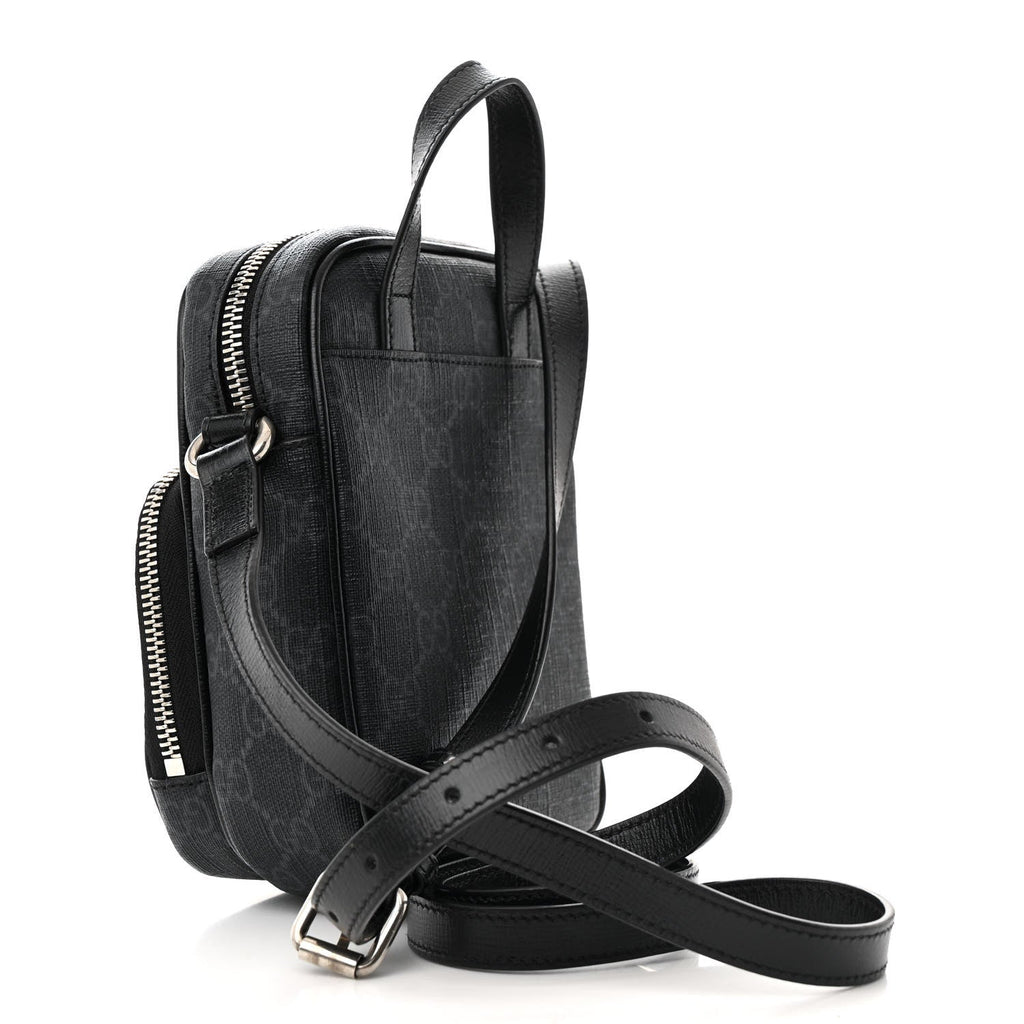 GG Supreme Monogram Azalea Calfskin Mini Retro Interlocking G Bag Black