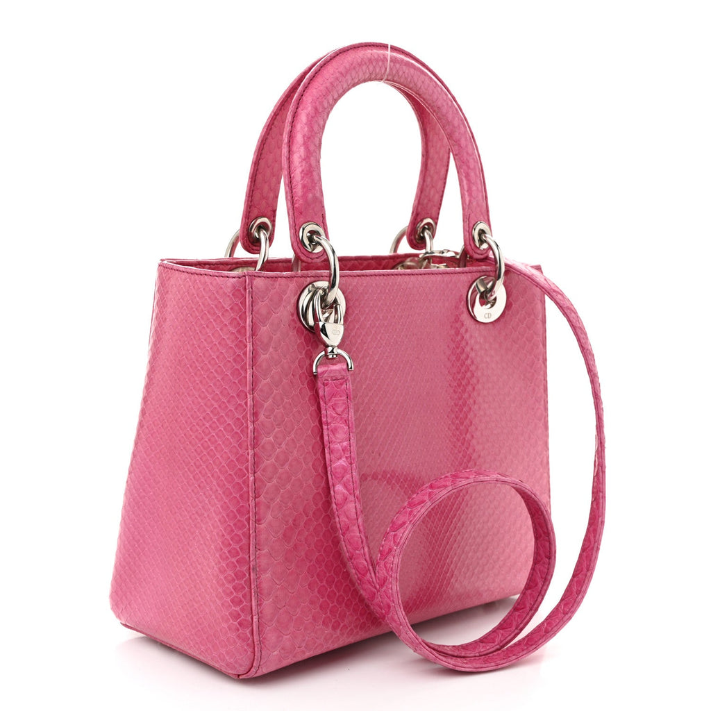 Snakeskin Medium Lady Dior Pink