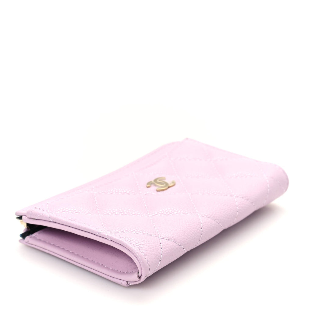 Caviar Quilted CC Zip Around  Holder Light Purple