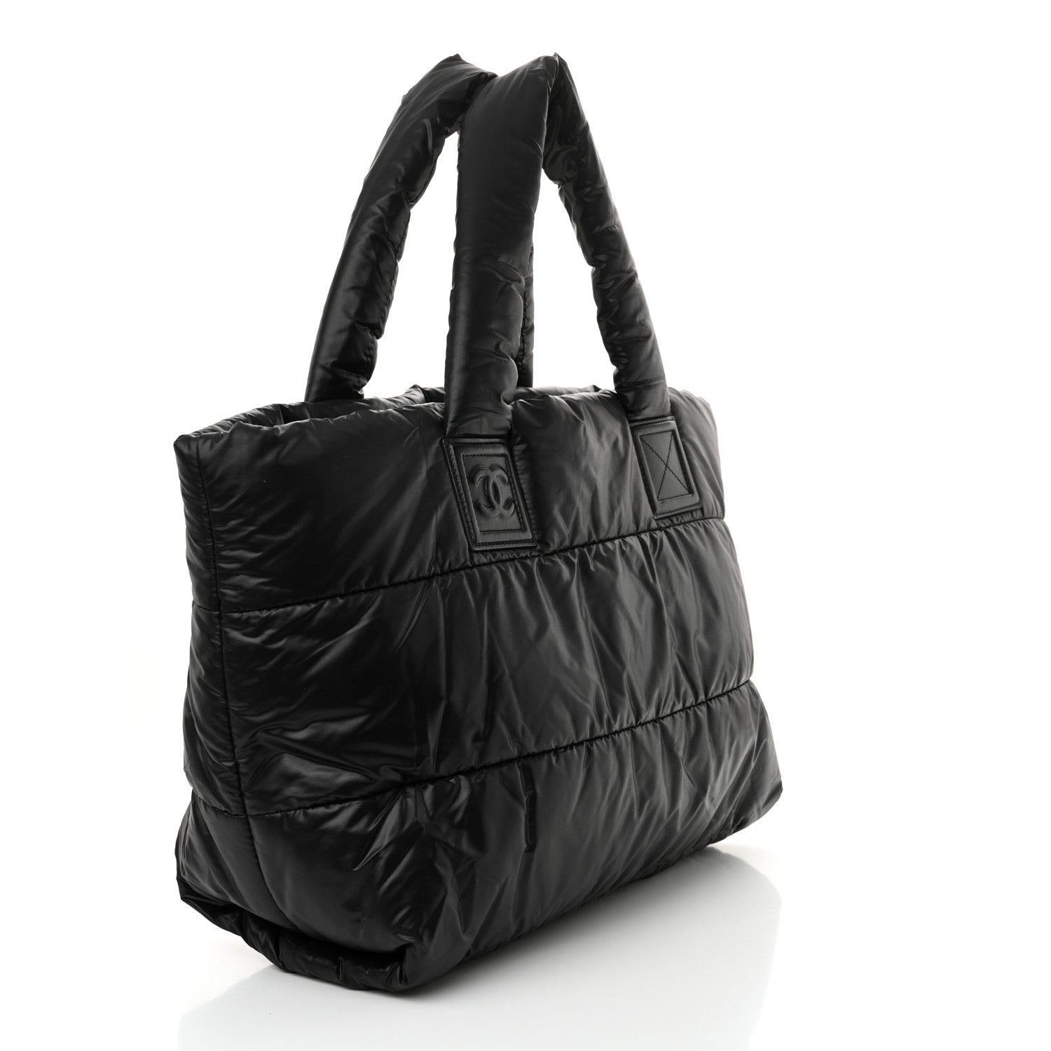 Lambskin Quilted Large Coco Cocoon Reversible Tote Black