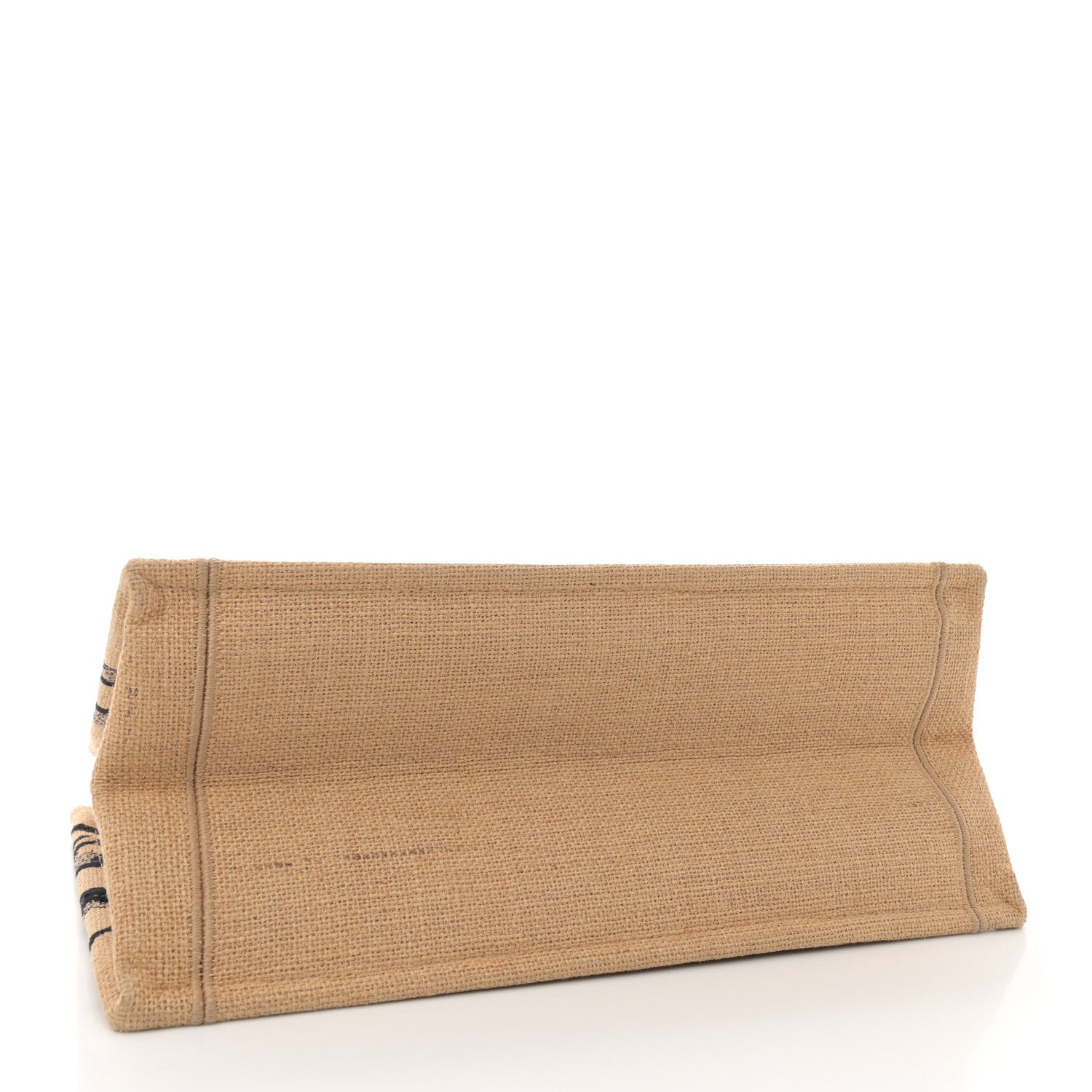 Canvas Jute Embroidered Medium Book Tote Black Beige