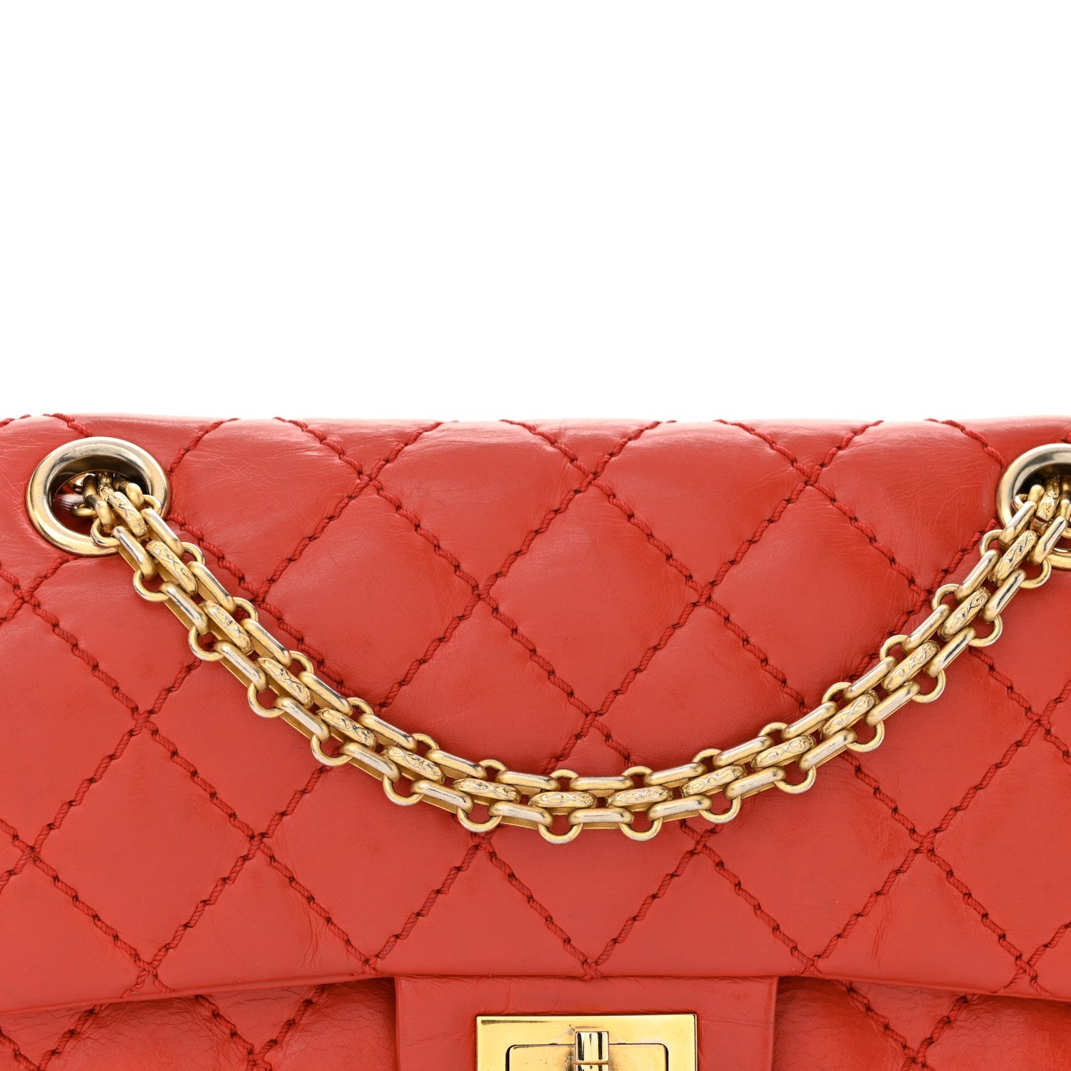 Aged Calfskin Quilted 2.55 Reissue Mini Flap Red