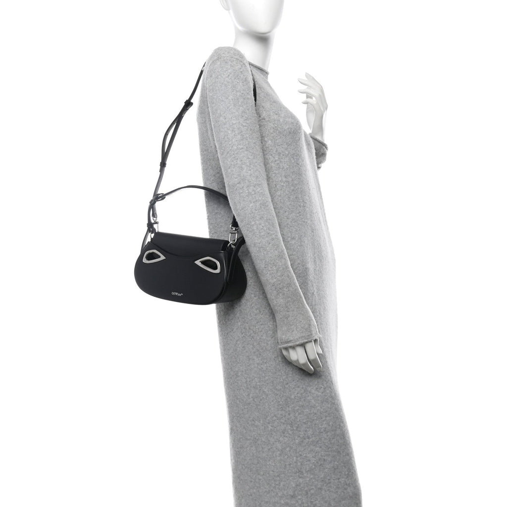 Calfskin Clam Shoulder Bag Black
